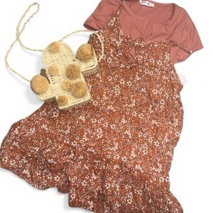 NWT Girls 7/8 Outfit Bundle 🍂 Floral Dress + Tee + Cactus Purse Set
)